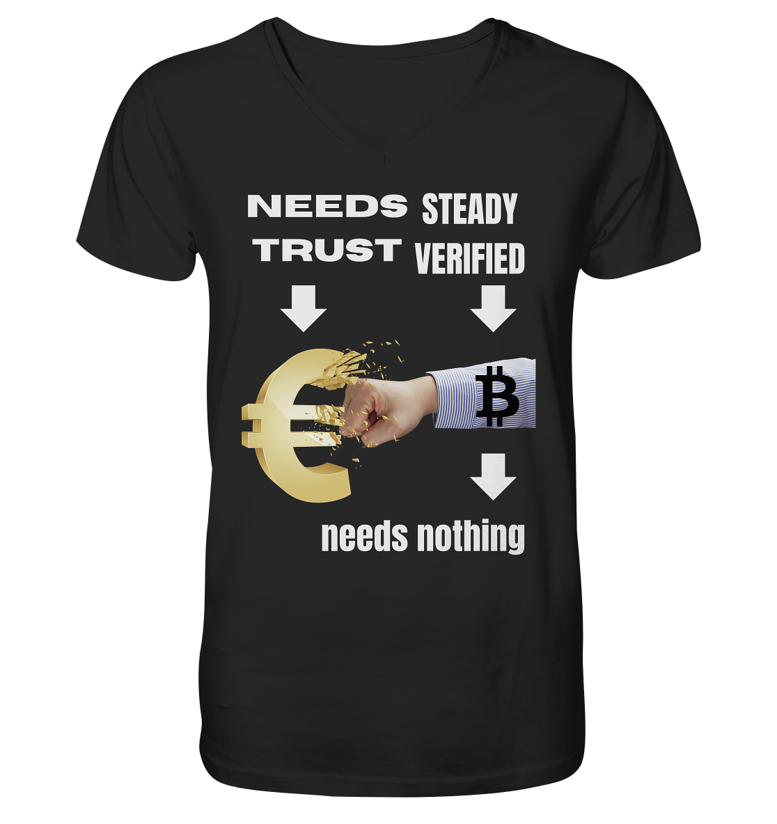 Needs TRUST / Needs NOTHING - Mens Organic V-Neck Shirt