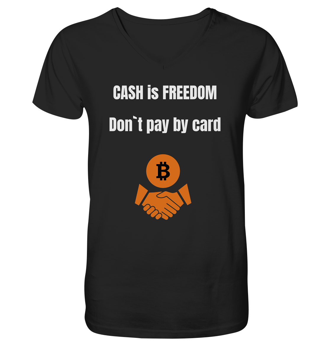 CASH is FREEDOM - Don`t pay by card - Mens Organic V-Neck Shirt