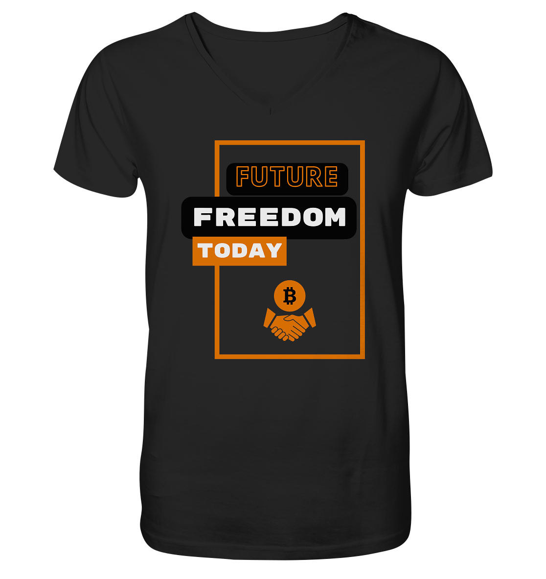 FUTURE FREEDOM TODAY (BTC handshake) - Mens Organic V-Neck Shirt