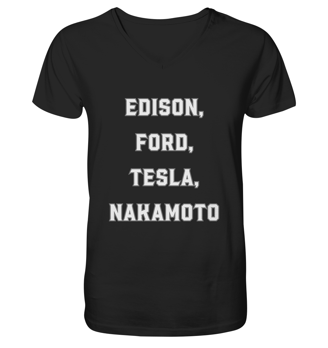 Erfinder: EDISON, FORD, TESLA, NAKAMOTO - Mens Organic V-Neck Shirt