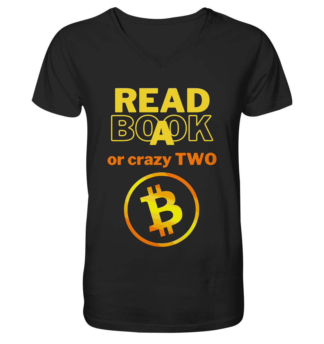 READ A BOOK or CRAZY TWO - (Variante crazy in orange) - Mens Organic V-Neck Shirt