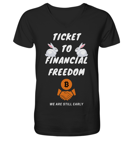 TICKET TO FINANCIAL FREEDOM - sitting rabbits - Mens Organic V-Neck Shirt