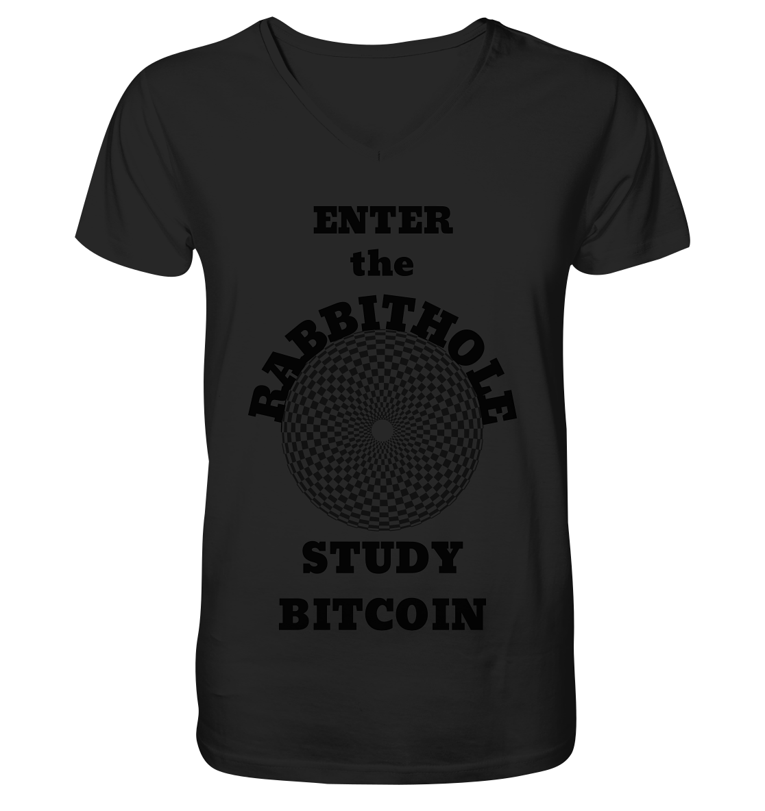 ENTER the RABBITHOLE - STUDY BITCOIN - Mens Organic V-Neck Shirt