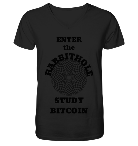 ENTER the RABBITHOLE - STUDY BITCOIN - Mens Organic V-Neck Shirt