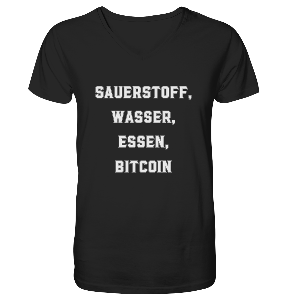 SAUERSTOFF, WASSER, ESSEN, BITCOIN - Mens Organic V-Neck Shirt