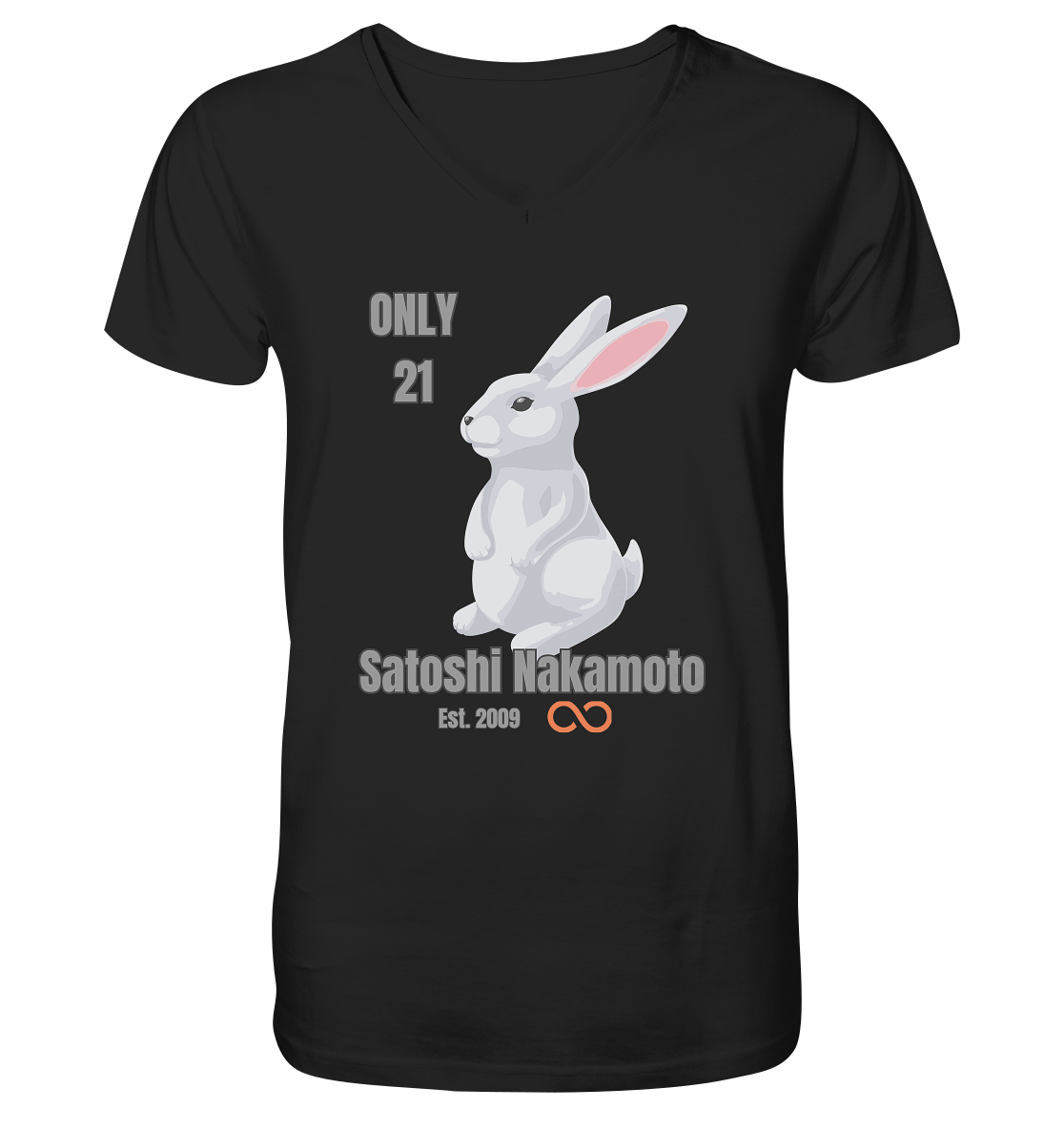 SATOSHI NAKAMOTO Est. 2009 (unendlich) - ONLY 21  - Mens Organic V-Neck Shirt