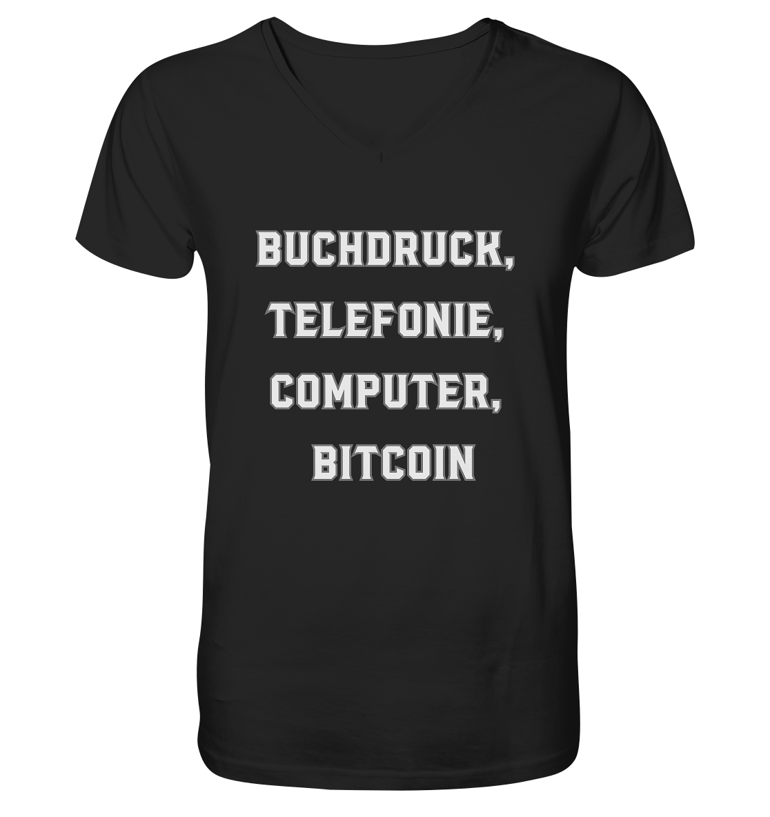 Buchdruck, Telefonie, Computer, Bitcoin  - Mens Organic V-Neck Shirt