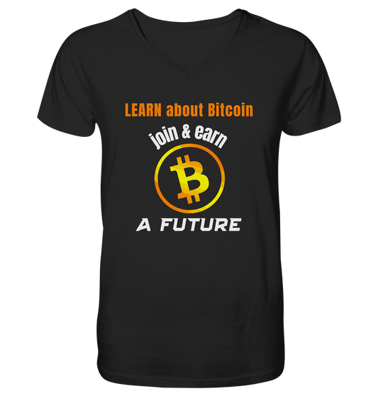 LEARN ABOUT BITCOIN - join & earn - A FUTURE - Mens Organic V-Neck Shirt