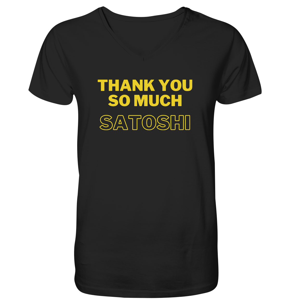 THANK YOU SO MUCH SATOSHI (gelbe Schrift)   - Mens Organic V-Neck Shirt