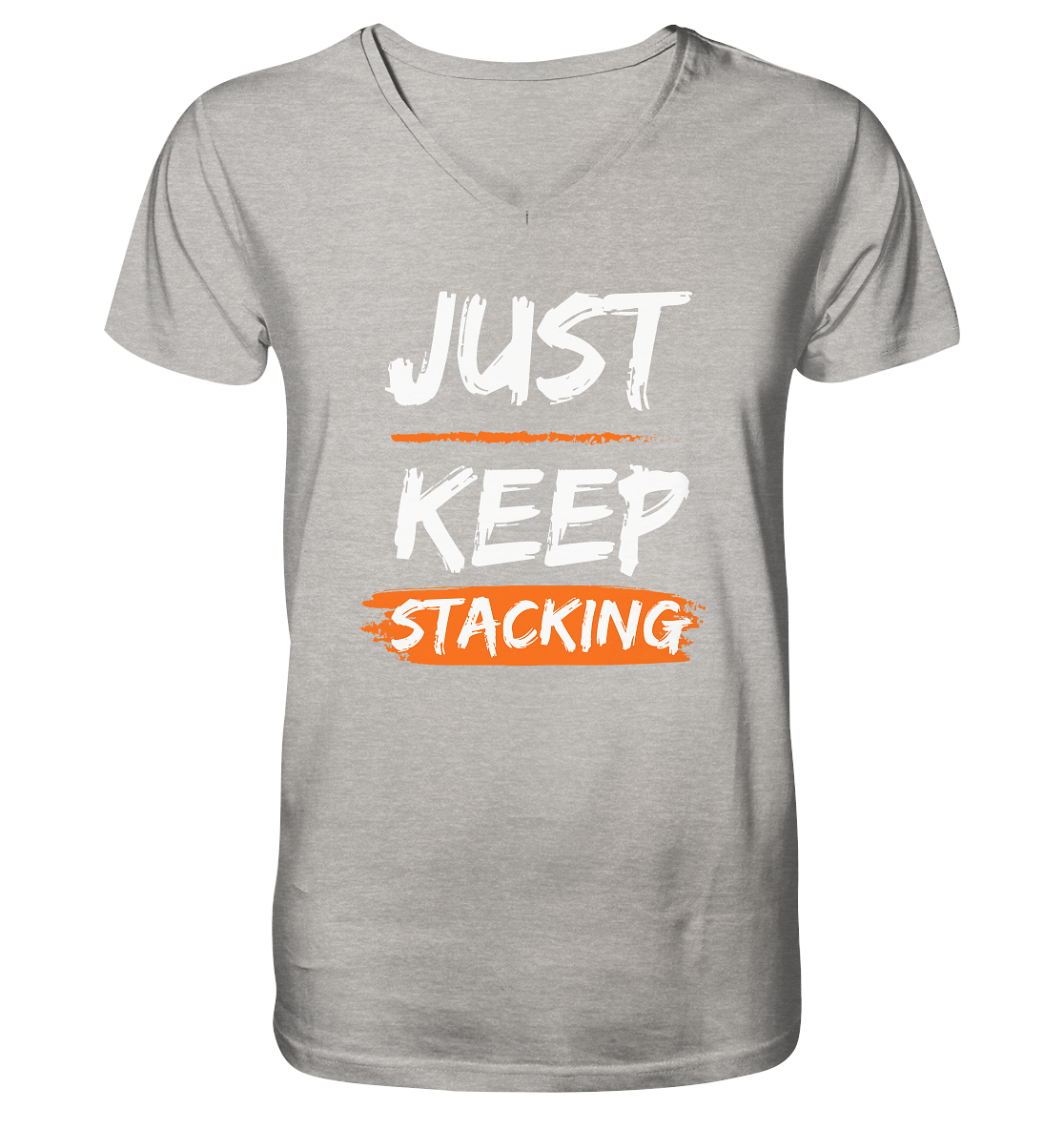 JUST KEEP STACKING - Mens Organic V-Neck Shirt