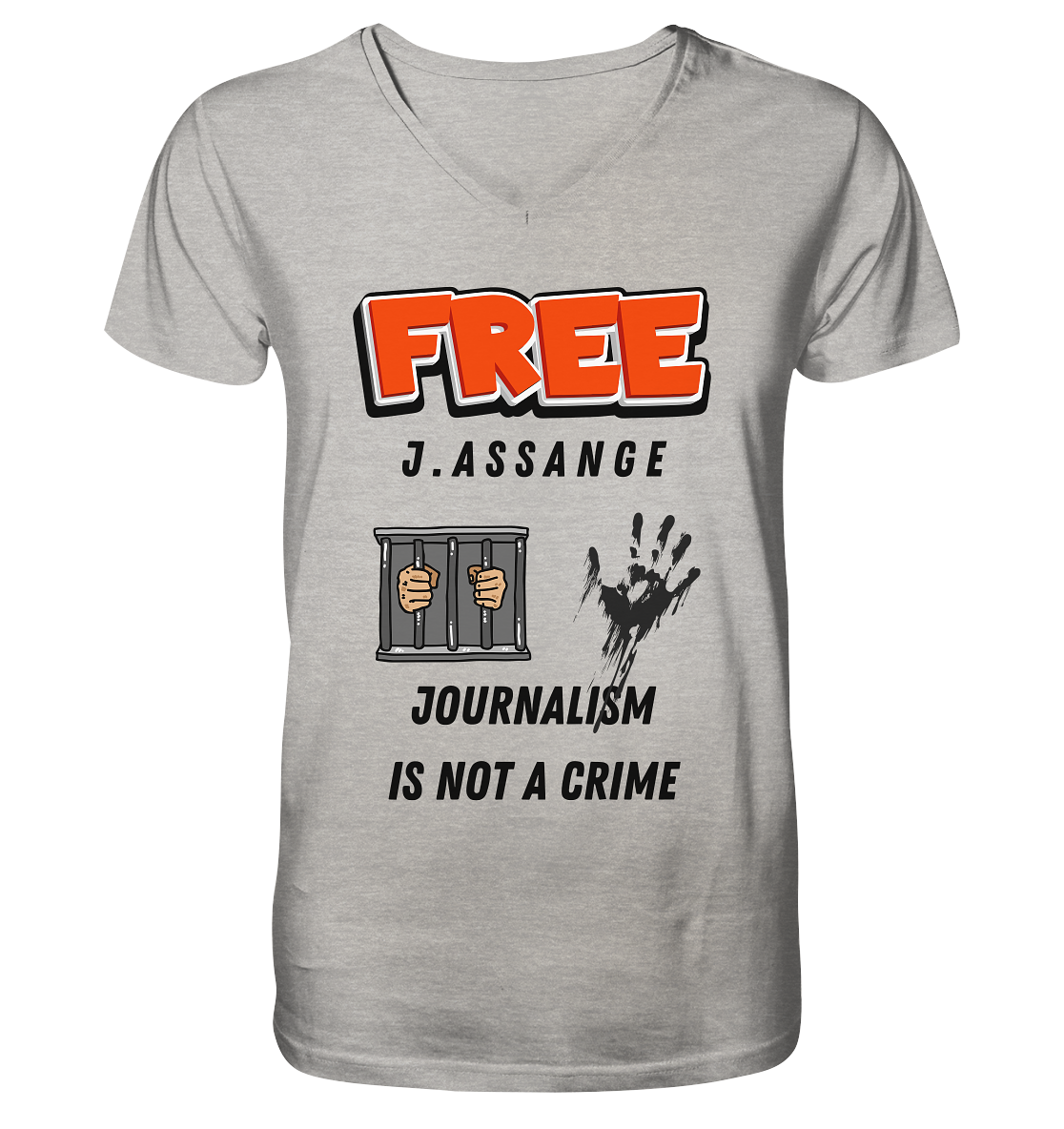 FREE J.ASSANGE - JOURNALISM IS NOT A CRIME (2 GRAFIKEN) - Mens Organic V-Neck Shirt