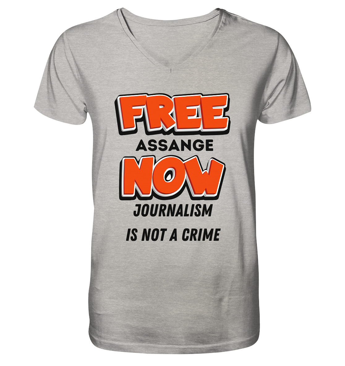 FREE ASSANGE NOW - JOURNALISM IS NOT A CRIME - Mens Organic V-Neck Shirt