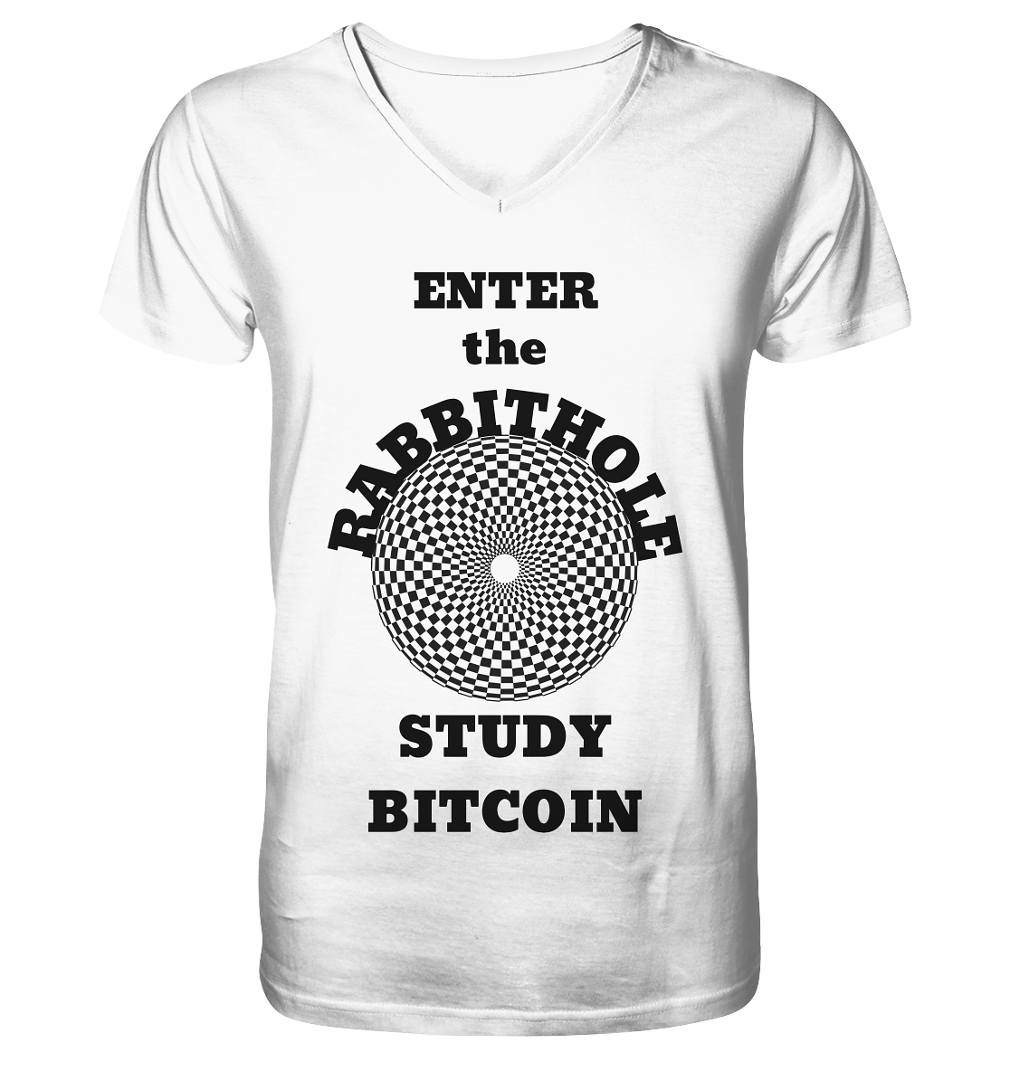 ENTER the RABBITHOLE - STUDY BITCOIN - Mens Organic V-Neck Shirt