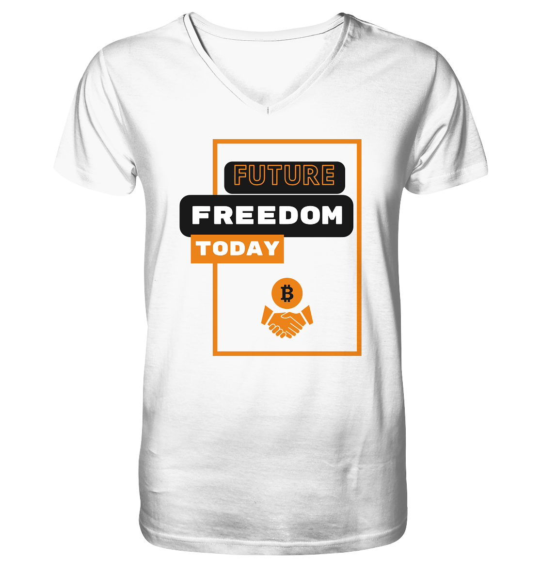 FUTURE FREEDOM TODAY (BTC handshake) - Mens Organic V-Neck Shirt