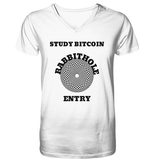 STUDY BITCOIN - RABBITHOLE ENTRY - Mens Organic V-Neck Shirt