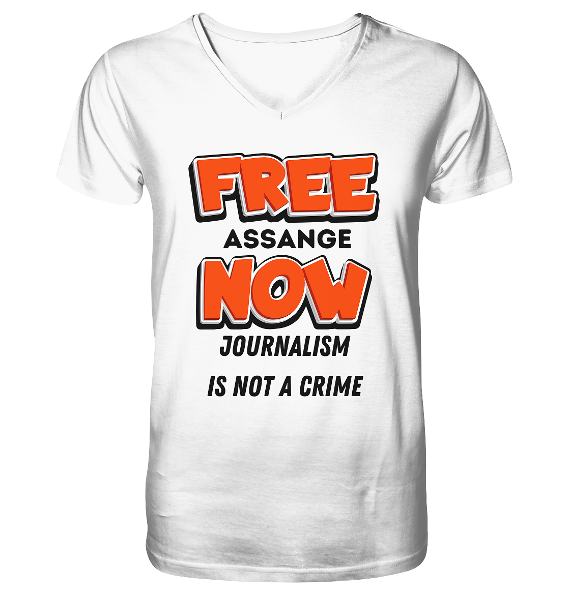 FREE ASSANGE NOW - JOURNALISM IS NOT A CRIME - Mens Organic V-Neck Shirt