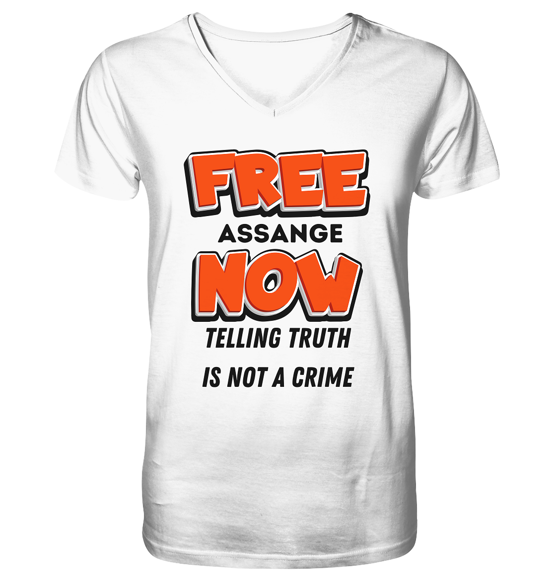 FREE ASSANGE NOW - TELLING TRUTH IS NOT A CRIME - Mens Organic V-Neck Shirt