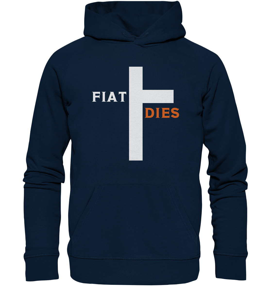 FIAT DIES  (Version: "FIAT" in weiss, "DIES" in orange) - Organic Basic Hoodie