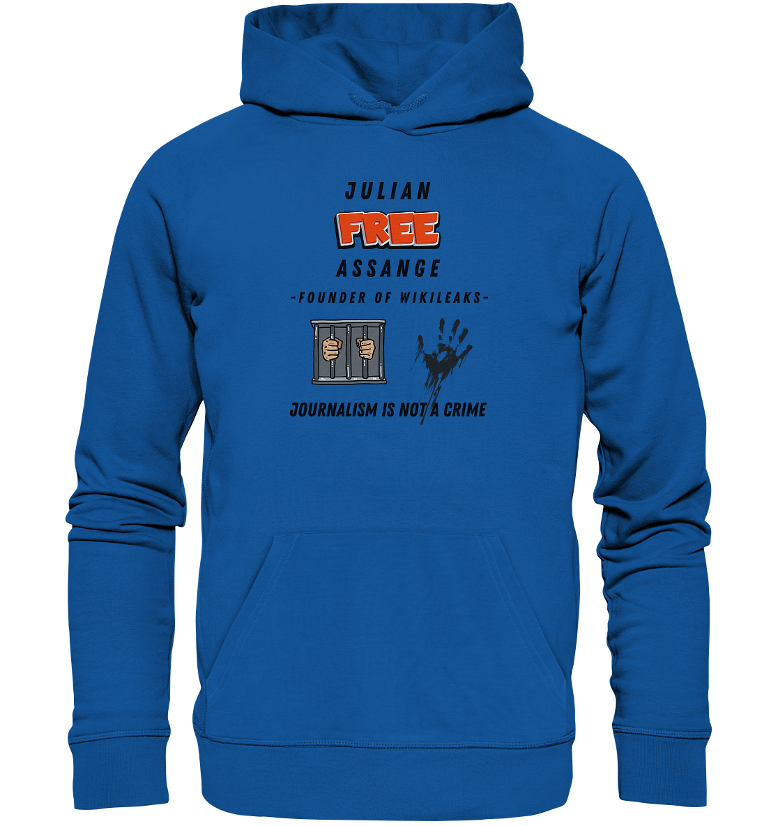 JULIAN FREE ASSANGE (little) - FOUNDER OF WIKILEAKS - JOURNALISM IS NOT A CRIME (2 GRAFIKEN) - Organic Basic Hoodie