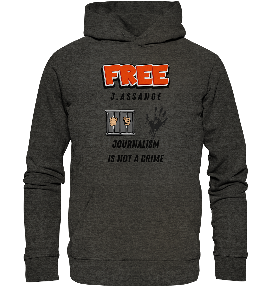 FREE J.ASSANGE - JOURNALISM IS NOT A CRIME (2 GRAFIKEN) - Organic Basic Hoodie