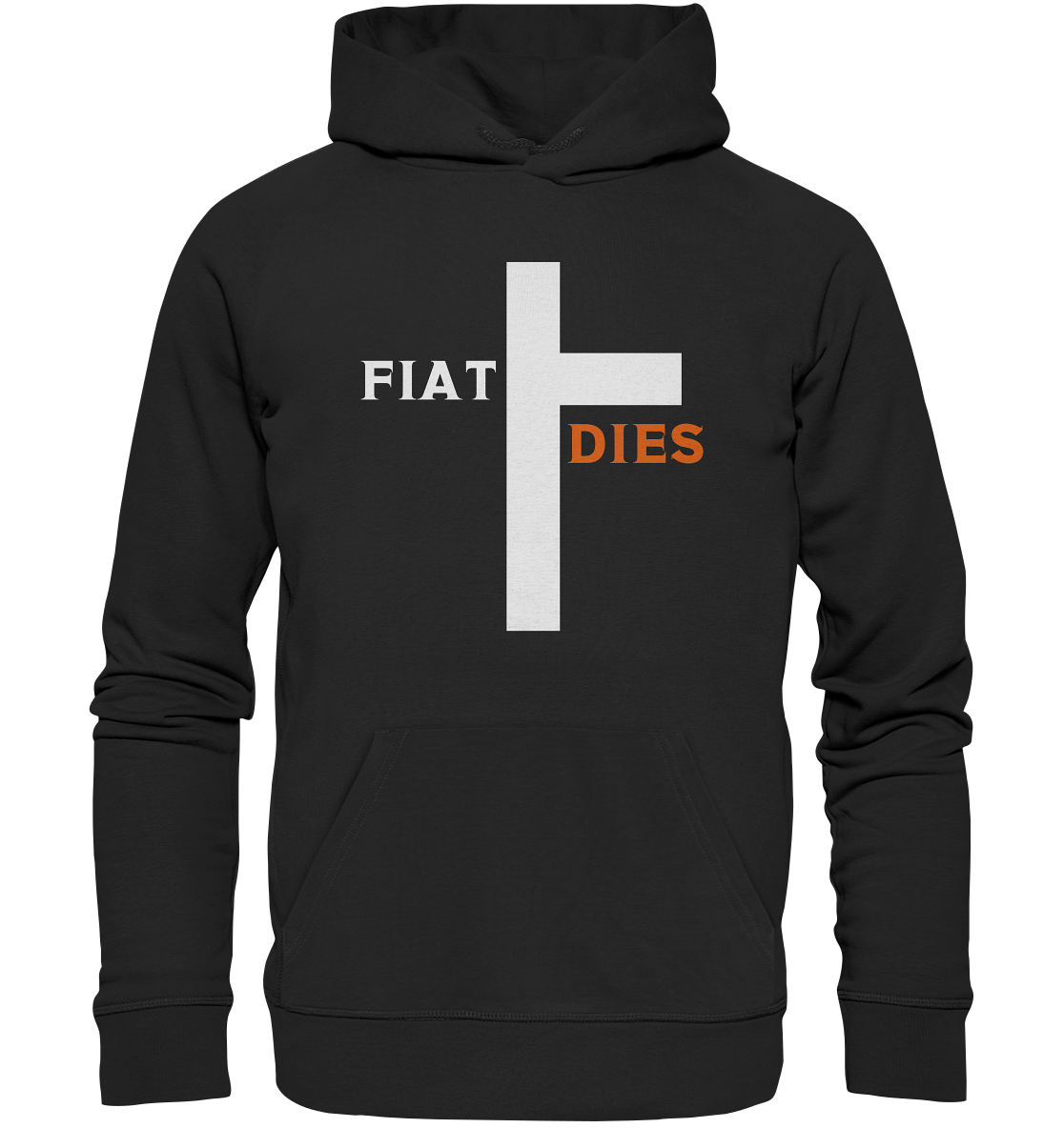 FIAT DIES  (Version: "FIAT" in weiss, "DIES" in orange) - Organic Basic Hoodie