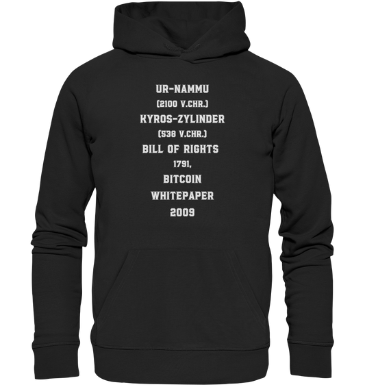 UR-NAMMU, KYROS-ZYLINDER, BILL OF RIGHTS, BITCOIN WHITEPAPER - Organic Basic Hoodie