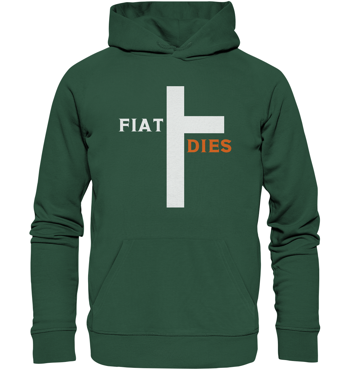 FIAT DIES  (Version: "FIAT" in weiss, "DIES" in orange) - Organic Basic Hoodie