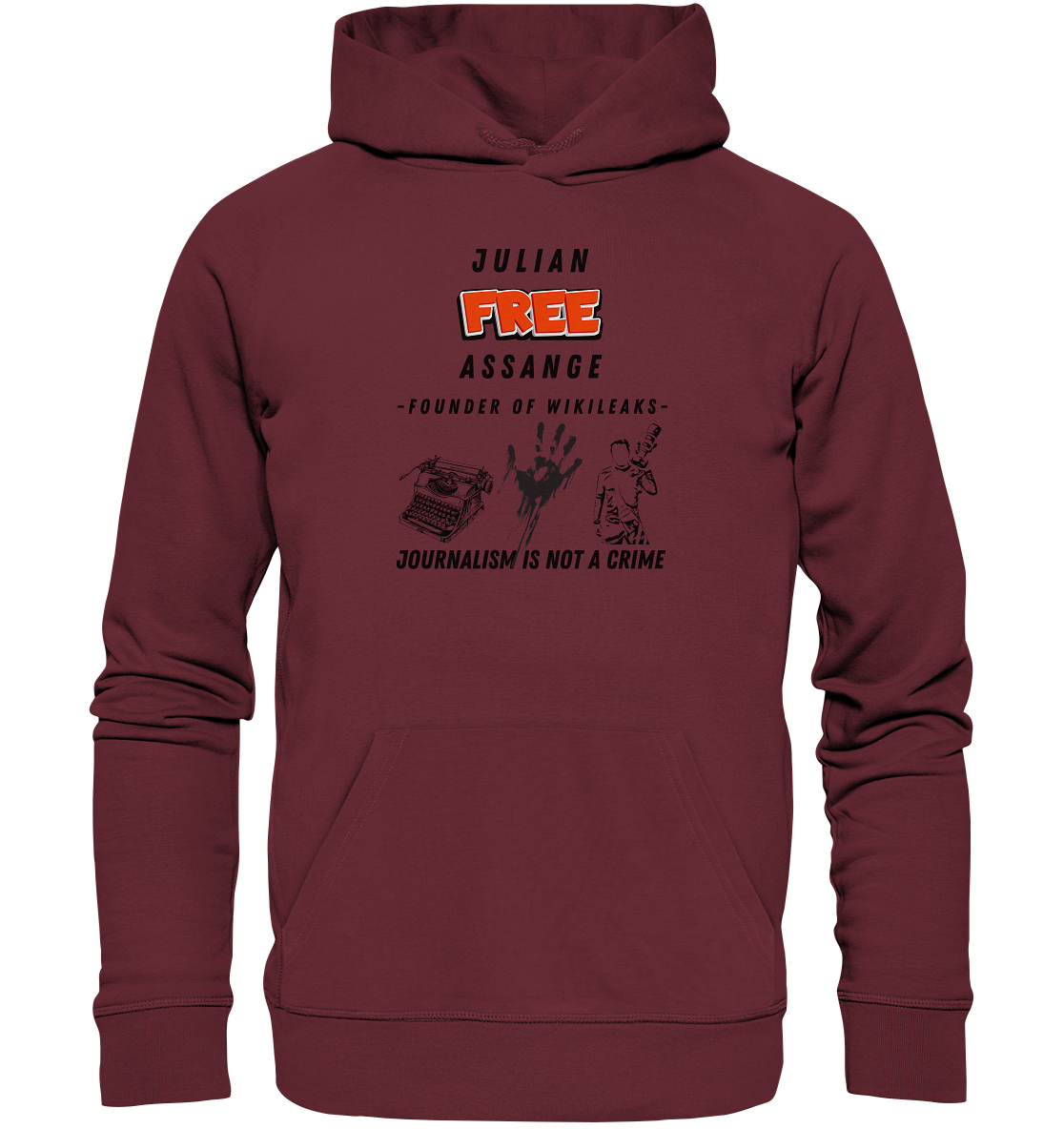 FREE JULIAN ASSANGE - FOUNDER OF WIKILEAKS - JOURNALISM IS NOT A CRIME (3 GRAFIKEN) - Organic Basic Hoodie