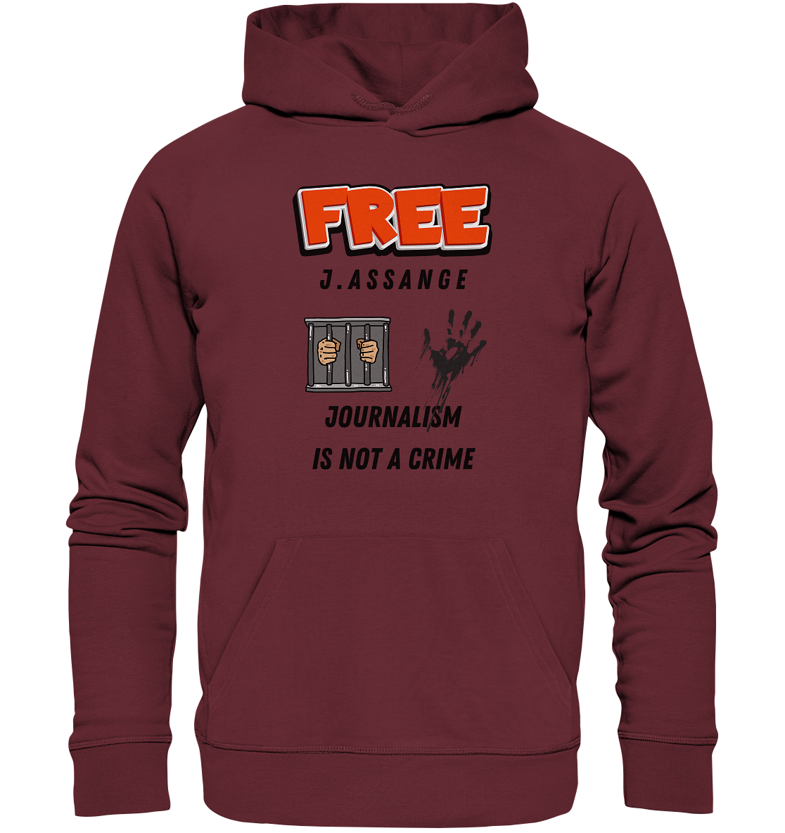 FREE J.ASSANGE - JOURNALISM IS NOT A CRIME (2 GRAFIKEN) - Organic Basic Hoodie