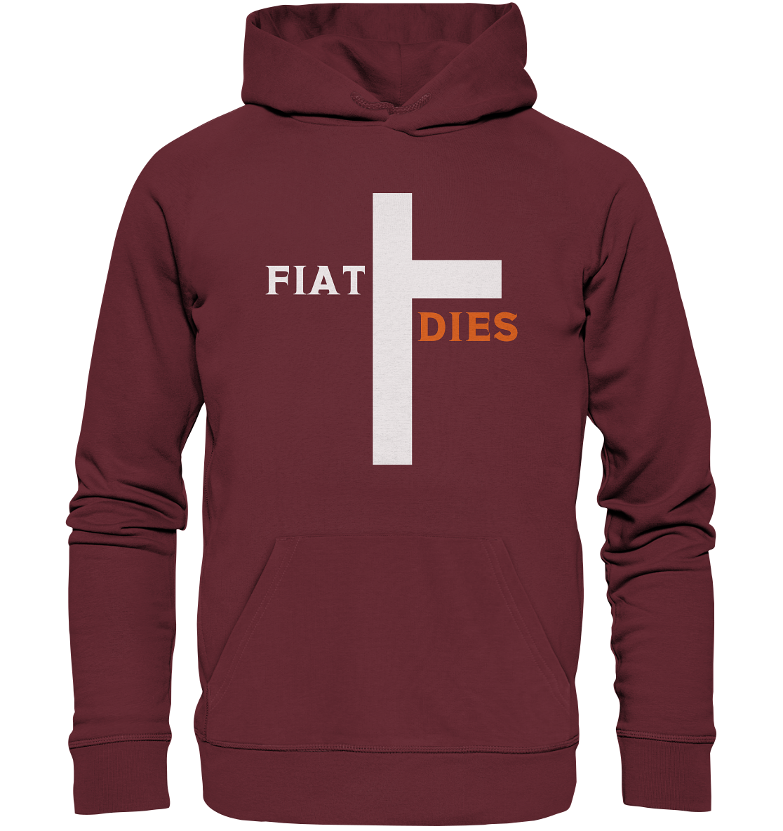 FIAT DIES  (Version: "FIAT" in weiss, "DIES" in orange) - Organic Basic Hoodie