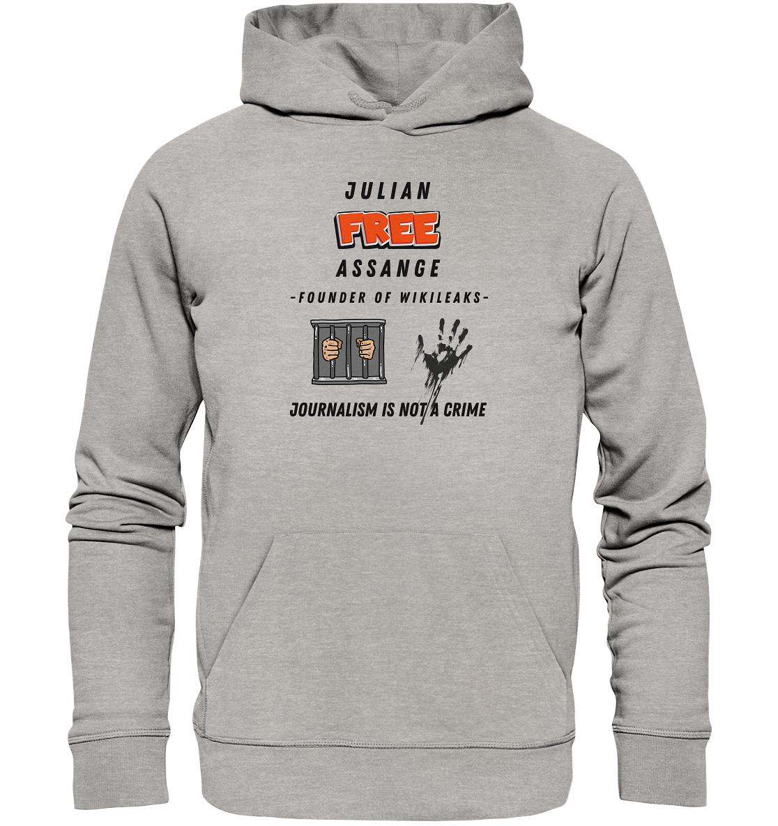 JULIAN FREE ASSANGE (little) - FOUNDER OF WIKILEAKS - JOURNALISM IS NOT A CRIME (2 GRAFIKEN) - Organic Basic Hoodie