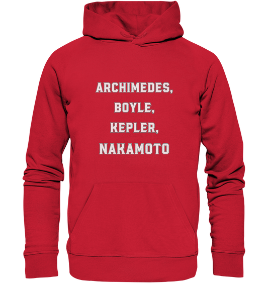 ARCHIMEDES, BOYLE, KEPLER, NAKAMOTO - Organic Basic Hoodie