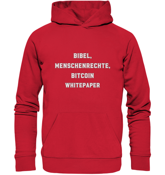 BIBEL, MENSCHENRECHTE, BITCOIN WHITEPAPER - Organic Basic Hoodie