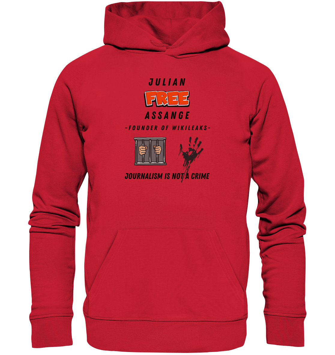 JULIAN FREE ASSANGE (little) - FOUNDER OF WIKILEAKS - JOURNALISM IS NOT A CRIME (2 GRAFIKEN) - Organic Basic Hoodie