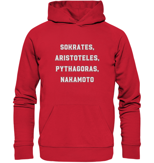 SOKRATES, ARISTOTELES, PHYTHAGORAS, NAKAMOTO  - Organic Basic Hoodie