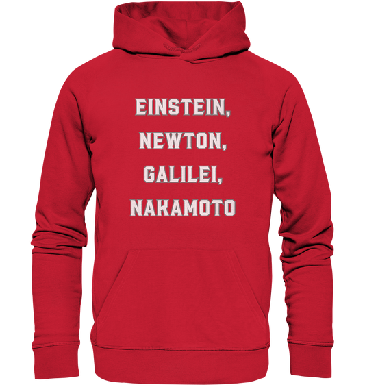 EINSTEIN, NEWTON, GALILEI, NAKAMOTO - Organic Basic Hoodie