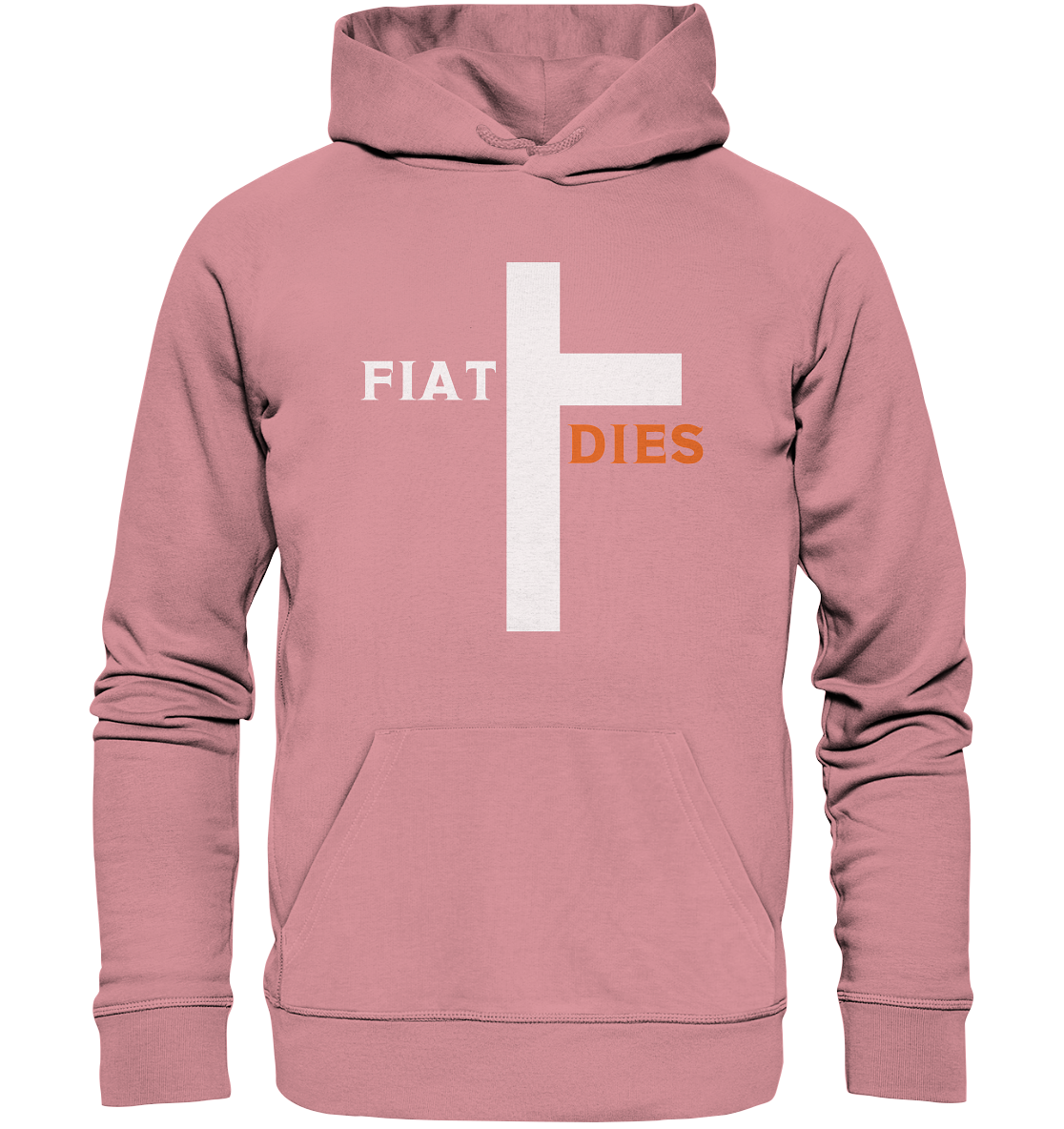 FIAT DIES  (Version: "FIAT" in weiss, "DIES" in orange) - Organic Basic Hoodie