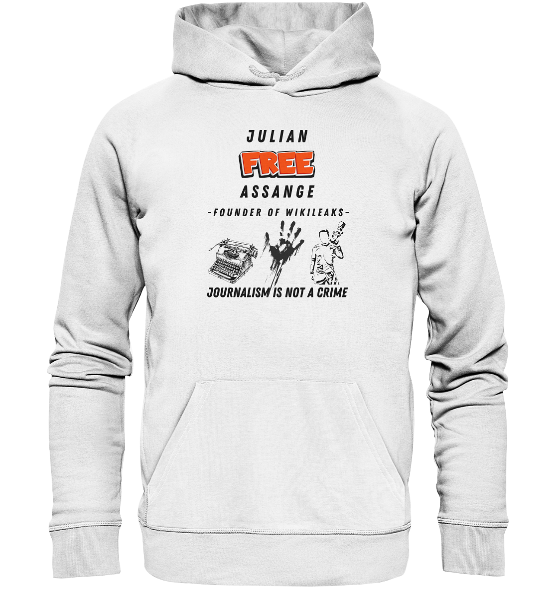 FREE JULIAN ASSANGE - FOUNDER OF WIKILEAKS - JOURNALISM IS NOT A CRIME (3 GRAFIKEN) - Organic Basic Hoodie