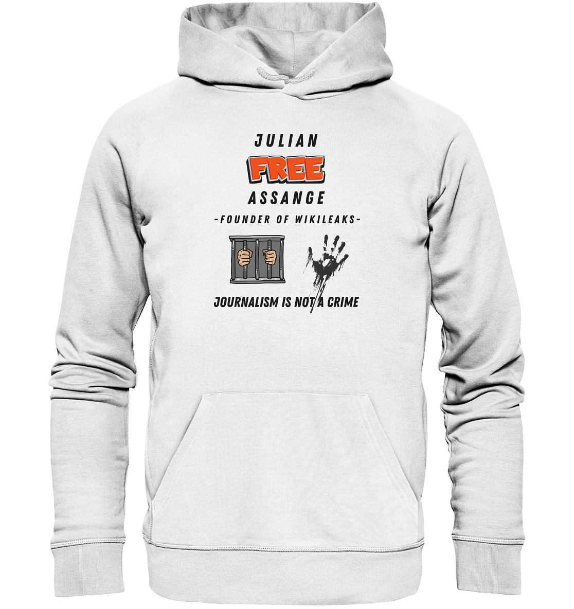 JULIAN FREE ASSANGE (little) - FOUNDER OF WIKILEAKS - JOURNALISM IS NOT A CRIME (2 GRAFIKEN) - Organic Basic Hoodie