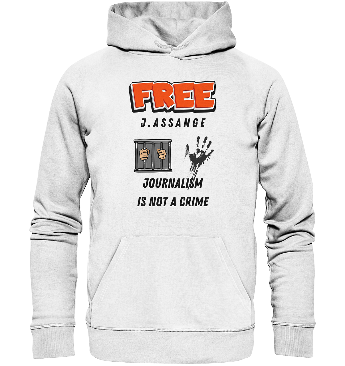 FREE J.ASSANGE - JOURNALISM IS NOT A CRIME (2 GRAFIKEN) - Organic Basic Hoodie