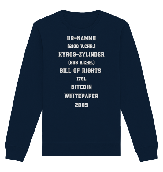 UR-NAMMU, KYROS-ZYLINDER, BILL OF RIGHTS, BITCOIN WHITEPAPER - Organic Basic Unisex Sweatshirt