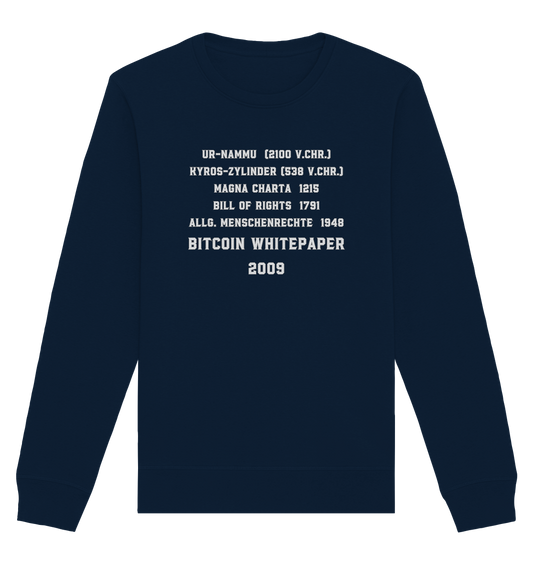 Wichtigste Dokumente der Welt bis zum BITCOIN Whitepaper (2009) - Organic Basic Unisex Sweatshirt