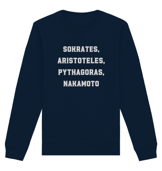 SOKRATES, ARISTOTELES, PHYTHAGORAS, NAKAMOTO  - Organic Basic Unisex Sweatshirt