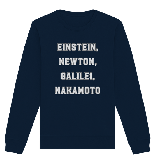 EINSTEIN, NEWTON, GALILEI, NAKAMOTO - Organic Basic Unisex Sweatshirt