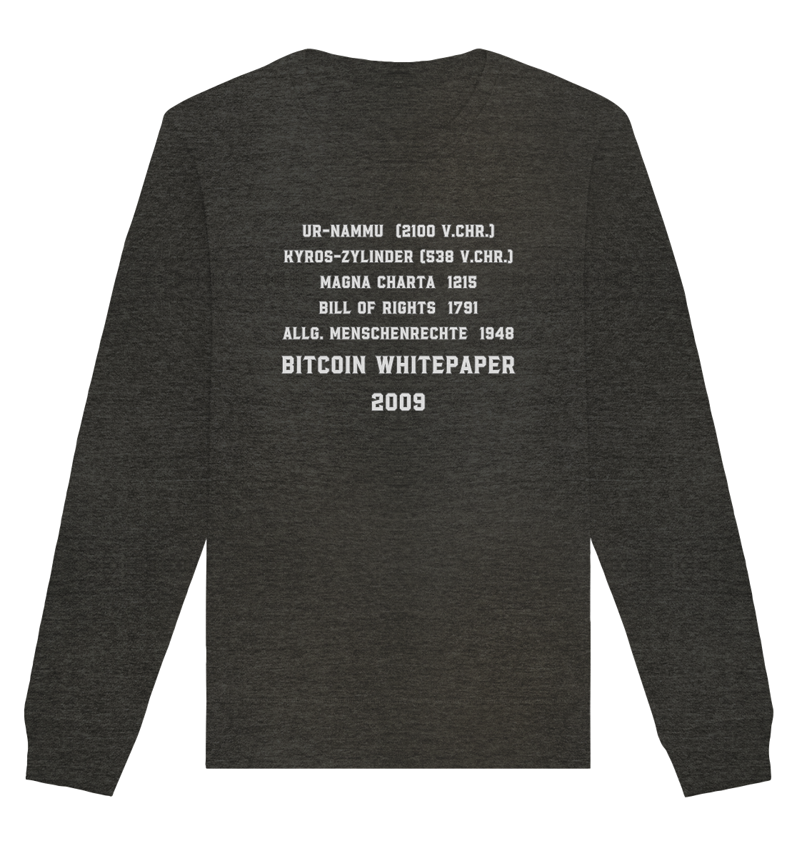 Wichtigste Dokumente der Welt bis zum BITCOIN Whitepaper (2009) - Organic Basic Unisex Sweatshirt