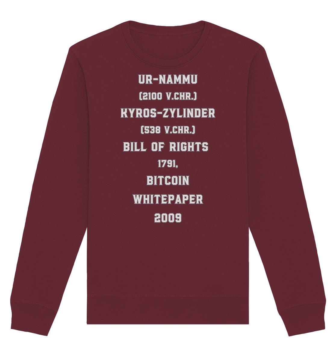 UR-NAMMU, KYROS-ZYLINDER, BILL OF RIGHTS, BITCOIN WHITEPAPER - Organic Basic Unisex Sweatshirt