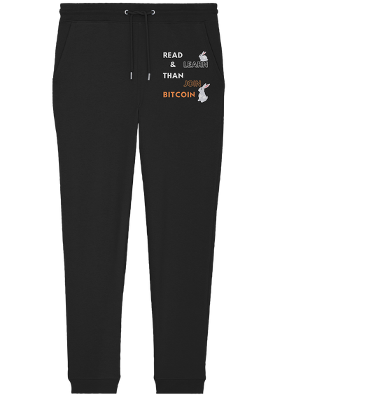 READ & LEARN THAN JOIN BITCOIN - white/orange Bunny Version - Ladies Collection - Organic Jogger Pants