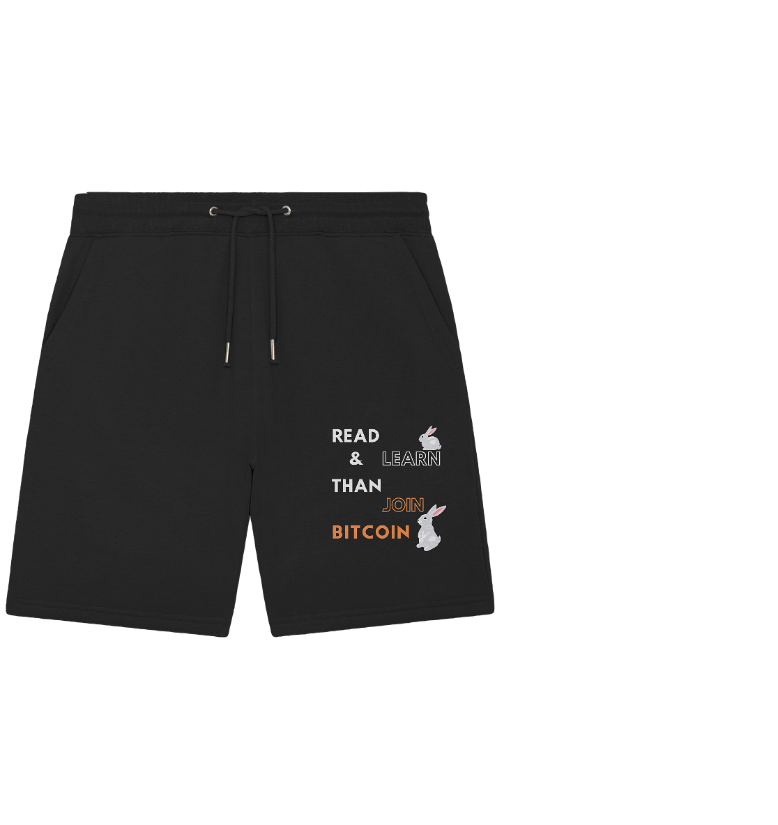 READ & LEARN THAN JOIN BITCOIN - white/orange Bunny Version - Ladies Collection - Organic Jogger Shorts