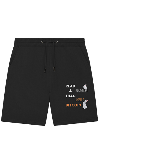 READ & LEARN THAN JOIN BITCOIN - white/orange Bunny Version - Ladies Collection - Organic Jogger Shorts