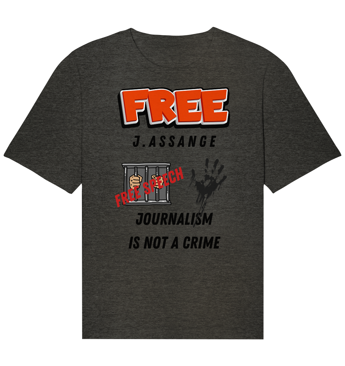 FREE J.ASSANGE - JOURNALISM IS NOT A CRIME, FREE SPEECH (2 GRAFIKEN)  - Organic Relaxed Shirt